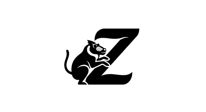 Black and white rat and letter Z logo design.