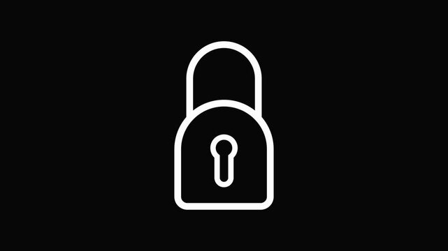 White padlock on black background security symbol lock safety protection closed access control.