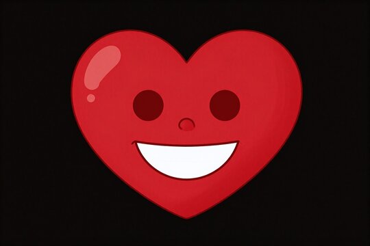 A red heart with a smiley face on it