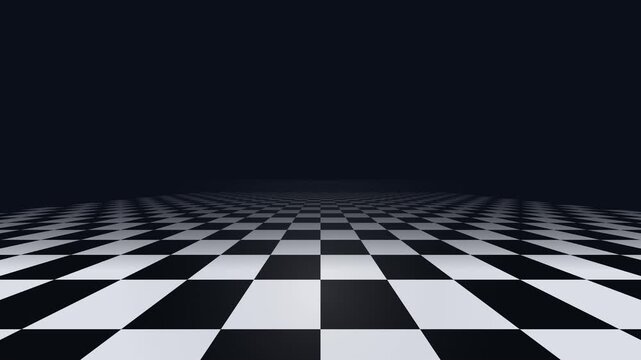 A minimalist elegant neon loop design featuring a checkered floor