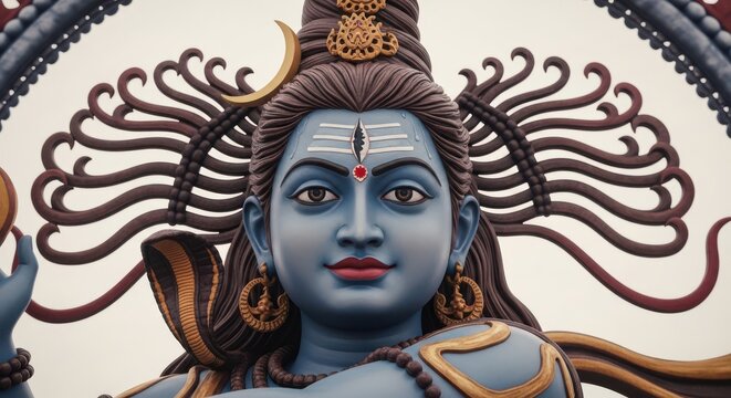 Vibrant statue of lord shiva, hindu god, spiritual art