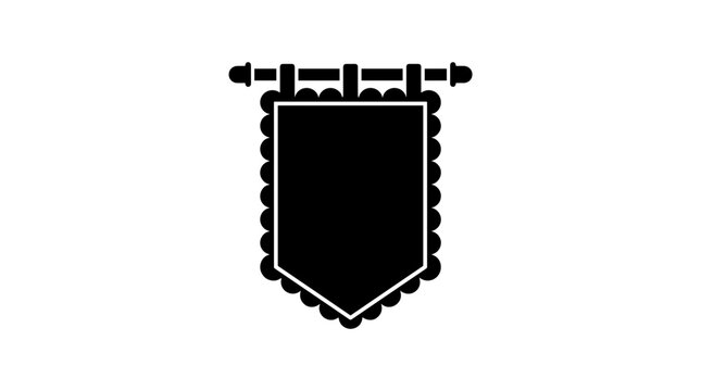Stylized black and white vector banner design featuring a simple shield shape for versatile branding