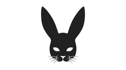 Obraz premium Minimalist black rabbit silhouette with distinctive ears and facial features for modern design