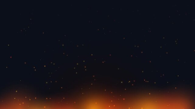 The fire burns intensely in a dark scene with sparks flying everywhere outside at night.