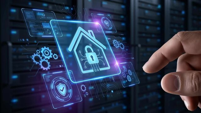 Smart home security technology with iot automation enables remote control of energy systems through digital interface providing advanced protection and convenience for home security and technology