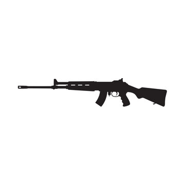vector illustration of an assault rifle isolated on white background
