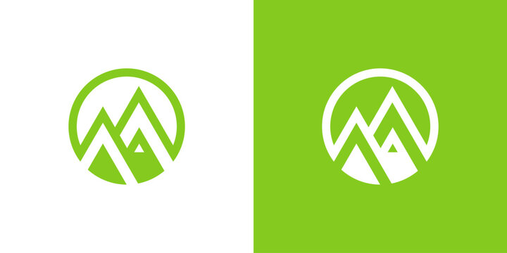 logo design combining circle and mountain, design vector icon idea.