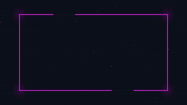 Neon 4K render loop animation with glowing purple rectangle on black background