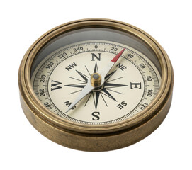 Vintage Brass Magnetic Compass Isolated PNG © Beni