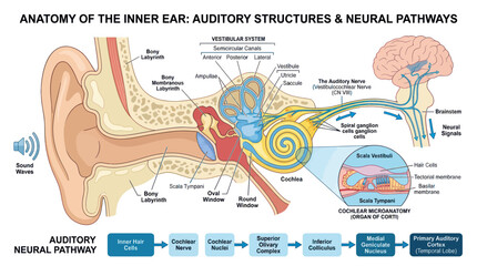 Anatomy of the human inner ear and auditory neural pathways © ades