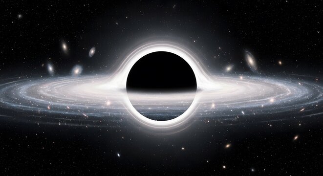 Supermassive black hole with accretion disk and distant galaxies