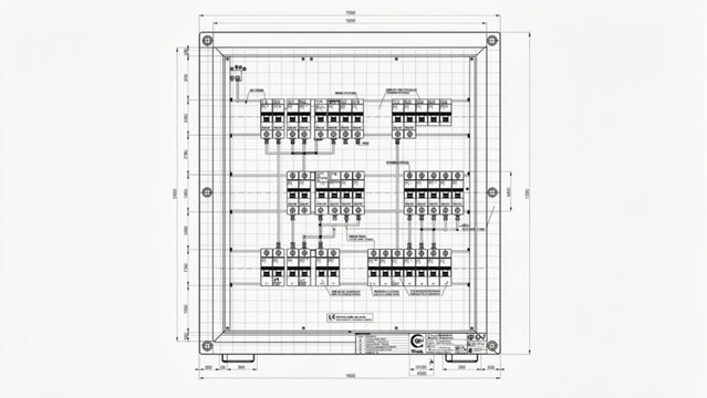 electrical circuit diagram with organized components and clear lines in technical blueprint style