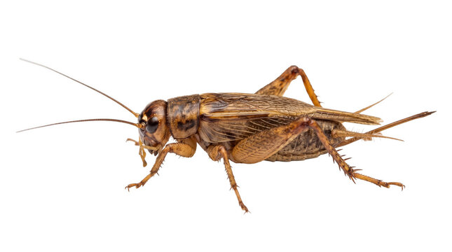 Detailed brown cricket insect on transparent background
