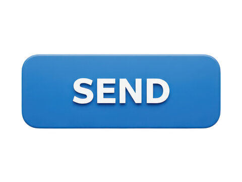Blue send button with white text isolated on transparent background