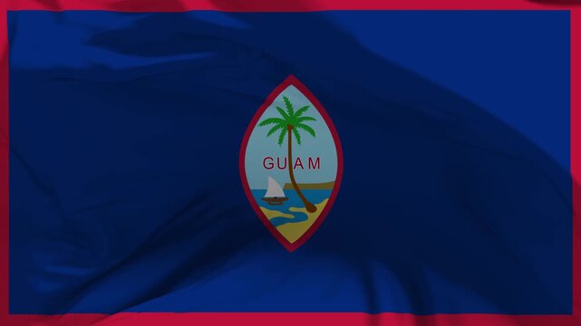 Guam Flag Waving in Slow Motion Loop Animation