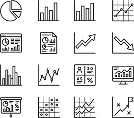 Obraz premium Set of hand drawn business and finance data charts icons