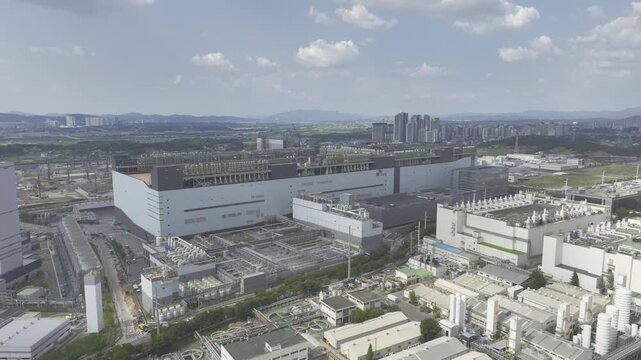 Aerial view of SK Hynix semiconductor factory complex in Cheongju, South Korea