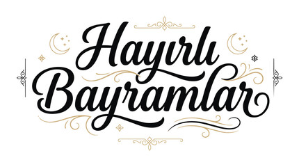 Hayırlı bayramlar artistic calligraphy script with decorative ornaments bayramlar calligraphy lettering typography greeting celebration © Arafat Islam