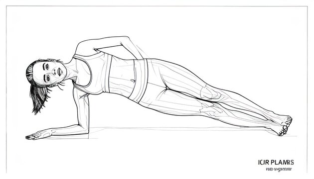 Woman performing side plank exercise drawing.