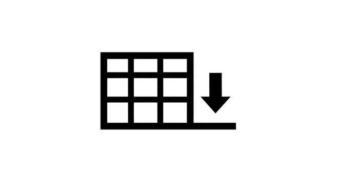 Grid Icon with Downward Arrow Symbolizing Decrease or Decline.