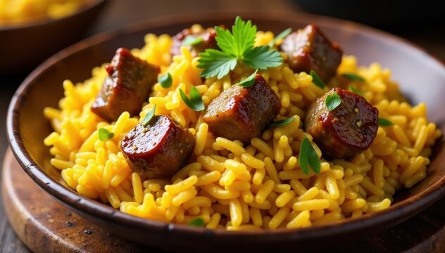 Saffron infused tender mutton in flavorful biryani with cardamom and cinnamon , cardamom, mutton, saffron