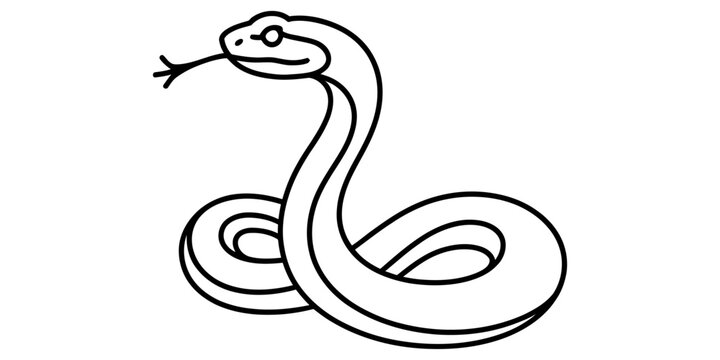 Simple black and white line drawing of a coiled snake