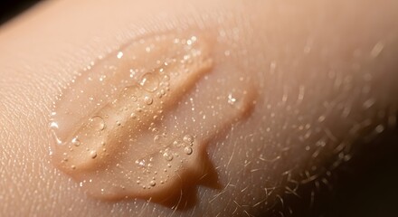Fototapeta premium Macro close up of skin with cream smear.