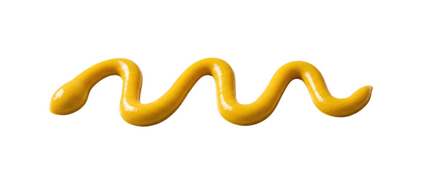 Yellow mustard sauce swirl on transparent background