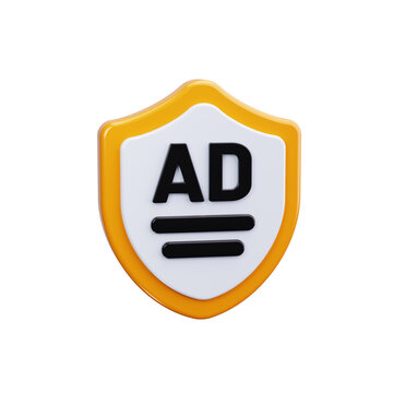 Ad shield 3d render icons