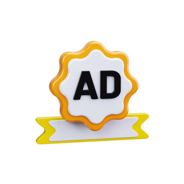 Ad Free Badge 3d render icons