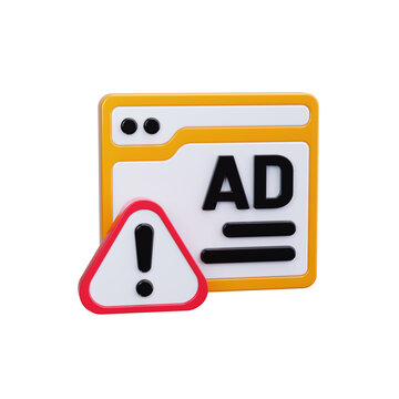 Warning ad 3d render icons