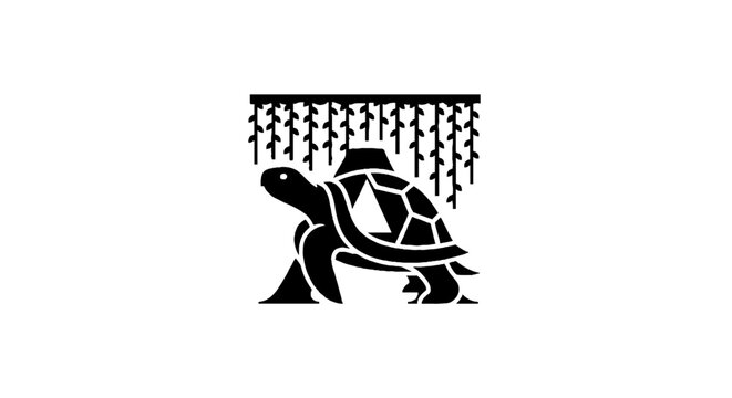 Black and white turtle with geometric shell design.