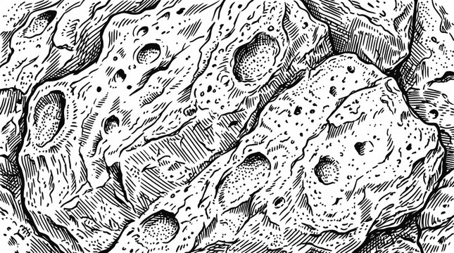 Detailed Illustration of Asteroid Surface Texture with Craters