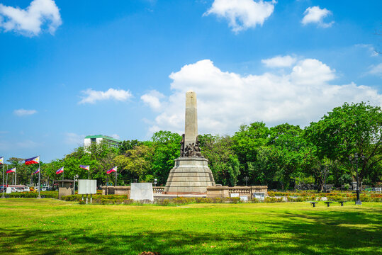 Rizal Park, aka Luneta, and Rizal Monument located in Manila, Philippines