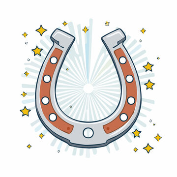 Lucky Horseshoe with Stars and Rays