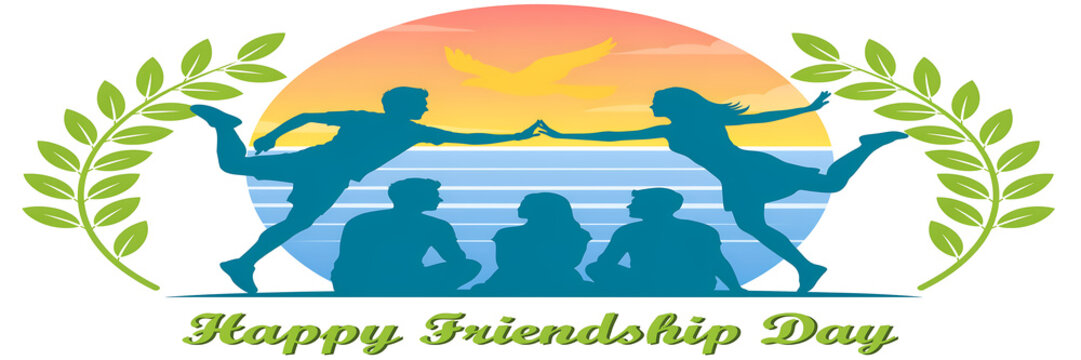 Happy Friendship Day Silhouette Celebration illustra