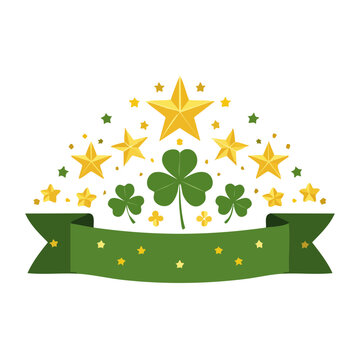 St. Patrick's Day banner with shamrocks and stars