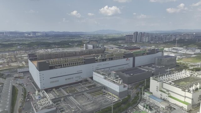 Aerial view of SK Hynix semiconductor factory complex in Cheongju, South Korea