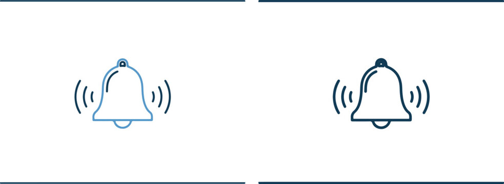 Two blue bell icons with sound waves