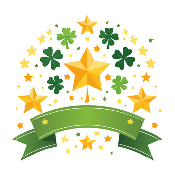 St Patrick's Day Banner with Shamrocks and Stars