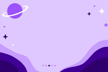 Whimsical purple space background with saturn planet and sparkling stars, minimalist galaxy illustration for presentation slides and creative projects © Radix