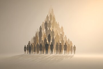 Fototapeta premium Human Pyramid Illustrating Social Hierarchy and Collective Strength.