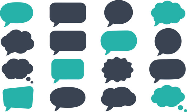 Collection of various colored speech bubbles on.