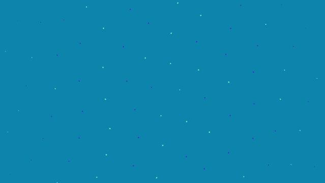 Teal background with small white and purple dots scattered everywhere