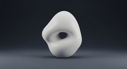 Slats personalizados com paisagens com sua foto Minimalist white 3D abstract sculpture with organic egg-shaped form and central hole. Studio lighting on dark gray background. Contemporary art piece for design visualization.