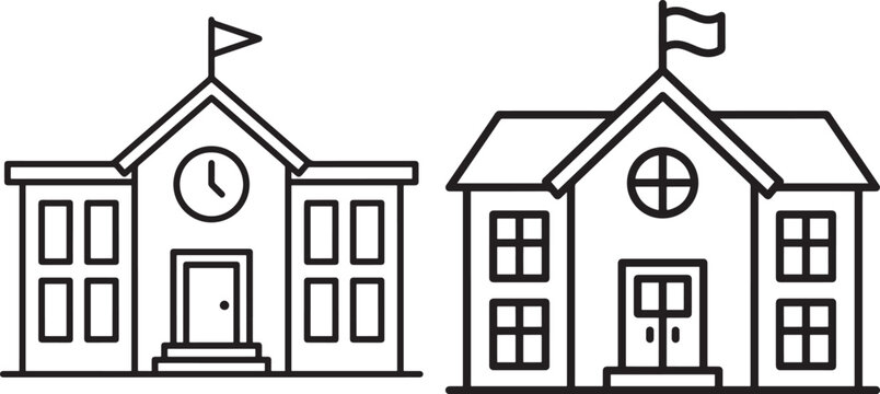 School building icon silhouette