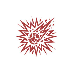 Stylized Red Meteorite Impact Icon Vector Illustration © Enma