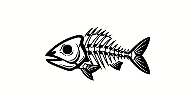 Fish skeleton icon, vector illustration of a fish bone