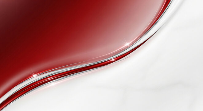 Abstract Elegant Red and White Wave Background with Metallic Line
