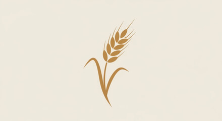 Single Golden Wheat Stalk Flat Illustration Minimalist Agriculture Symbol © GONYONG